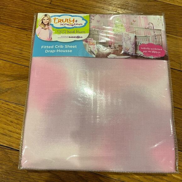 Truly Scrumptious designed by Heidi Klum Fitted Crib Sheet Pink Purple 52”x28” - Picture 1 of 5